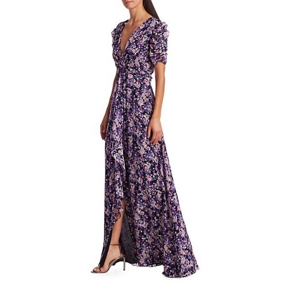 Shoshanna silk Marella Petetier Floral Silver Clip Dot Short-Sleeve Dress size 0 - Picture 1 of 12